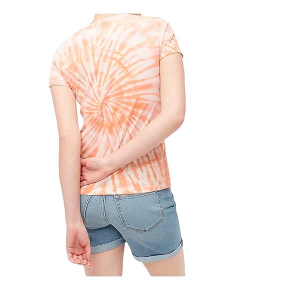 NWT J. Crew Women's Pink and Peach Tie-Dyed Crewneck Cotton Tee - Picture 4 of 10